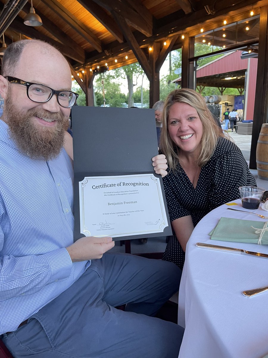 RiversideLCPS's tweet photo. Riversides Teacher of the Year…Mr. Ben Freeman 😉 https://t.co/32CLiXznR9