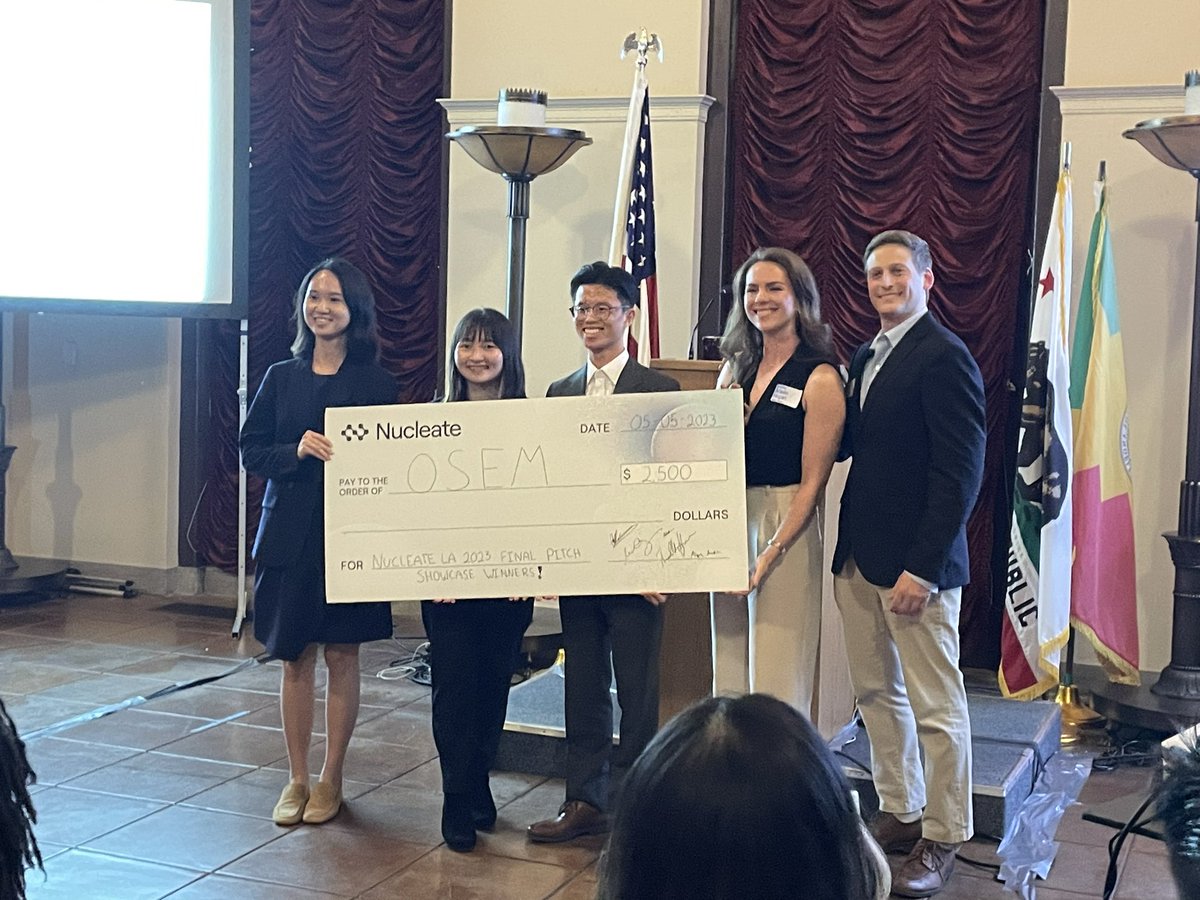 caseycmone's tweet image. 🎉On behalf of @BiocominLA congrats to @NucleateHQ ‘s #LAChapter Team - Osem - for winning the Final Pitch Showcase! It was great seeing @biocom #members like @TakedaPharma &amp;amp; Xencor’s @BDahiyat (pitch judges), as well as @maxbiopharma @cityofhope @Caltech @USCMESH @UCLATDG