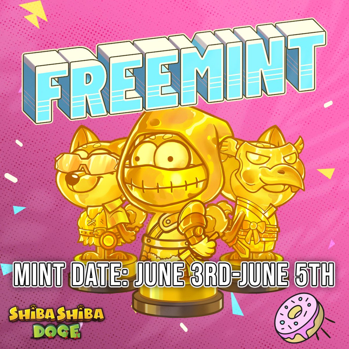 📣 Golden Doge Statue Mint Announcement 📣

The date is set, we are dropping our first #freemint #NFT on June 3rd - June 5th 🐕🐾

2000 Golden Doge Statues for our woofy frens 🤝

Check the article below for all benefits and utilities for our Genesis NFT 🔽 (1/2)

#ShibaShibaDoge