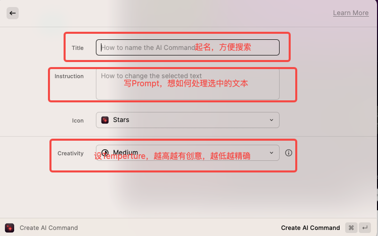 vista8's tweet photo. 最近@raycastapp 开恩，释放了一大批Waitlist，让大家免费用 Raycast AI功能。

Raycast是一款能完全替代系统Spotlight功能的效率工具，甚至比收费的Afred2都要优秀很多，今年推出了AI功能，是个人目前每天使用最高频的软件之一。

下载地址：https://t.co/hHCg1yXE5C

如果没有等到Raycast AI Waitlist，也可以Twitter转发这个Thread  https://t.co/jhNvV4WyZw

然后登录自己Raycast账号 https://t.co/0AH1uerZaG ，填写Twitter账号获得资格。

想用好 Raycast AI，一定要做自定义Prompt，并且加上快捷键配置。 

① 按Raycast唤起快捷键，默认是option+空格，然后搜“Create AI Command”

② 输入Title（指令名），Instruction（你的Prompt）、Creativity（默认Medium，可根据场景调整）

③ 唤起Raycast，按commad+逗号（Mac下软件默认设置快捷键），搜索“ai”，找到刚创建的AI Command，设置快捷键，比如Control+Option+Command+字母或数字，这样好按，也不容易跟其他软件快捷键冲突。

如何使用？

在任意网页或软件中，选中想要处理的文本，直接按你的自定义AI Command快捷键。

有时因Mac系统原因，读不到选中的文本，可按Command+R重试，一般都能成功。

自定义那些 Prompt？

官方有不少基础Prompt，但都是英文处理，建议把自己日常文本处理都定义下，尤其是辅助阅读类的Prompt。

比如英文翻译、列点摘要、卡片笔记、提问等等。
一些自己常用的Prompt：https://t.co/pn0bBC3pXD