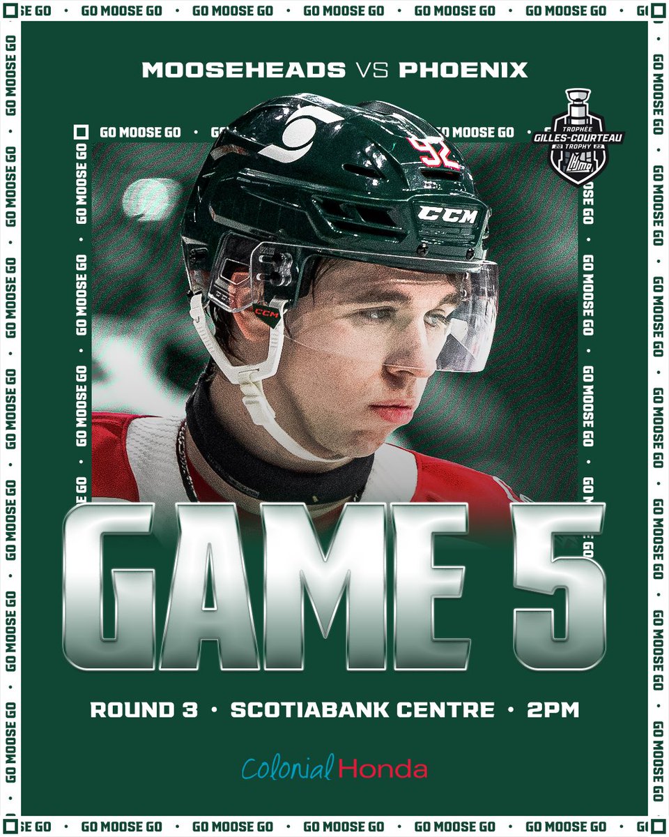 HFXMooseheads's tweet photo. We’re back home today at 2pm and hunting for a 3-2 series lead vs Sherbrooke.

🎟️ https://t.co/mTDZIrJdfE | #GoMooseGo https://t.co/LmtcVxFXGV