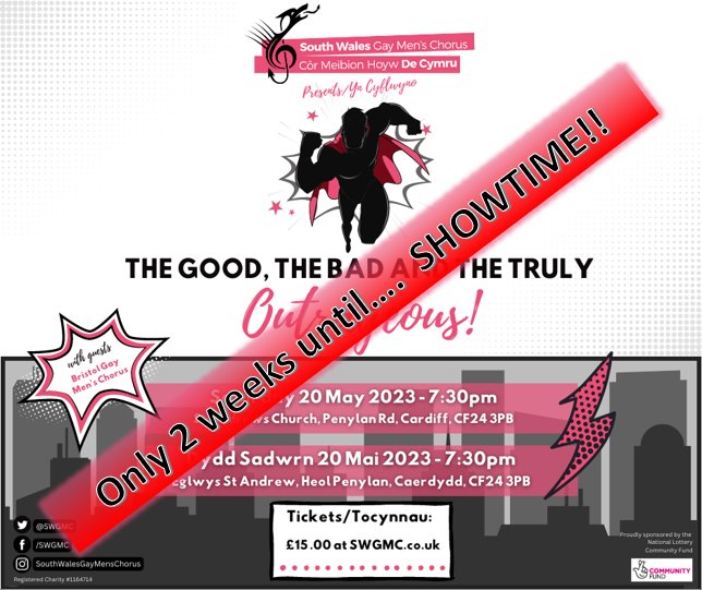 Only 2 weeks to go until our 15 year anniversary concert. We're joined by @BristolGMC and <a href="/choirwithnoname/">Choir with No Name</a>.  If you've not got your tickets yet, head on over to swgmc.co.uk to get them now!!! We hope to see you there!