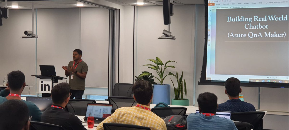 Prashanth Purushotham taking his session on how to "Build a real world chat bot using Azure QnA maker" <a href="/_BITPro/">Bengaluru IT Pro</a> May month meet-up.

#Bangalore #ITPro #Cloud #Kuberenetes #Meetup  #LinkedIn #CloudNative #Learn #Share #PowerPlatform