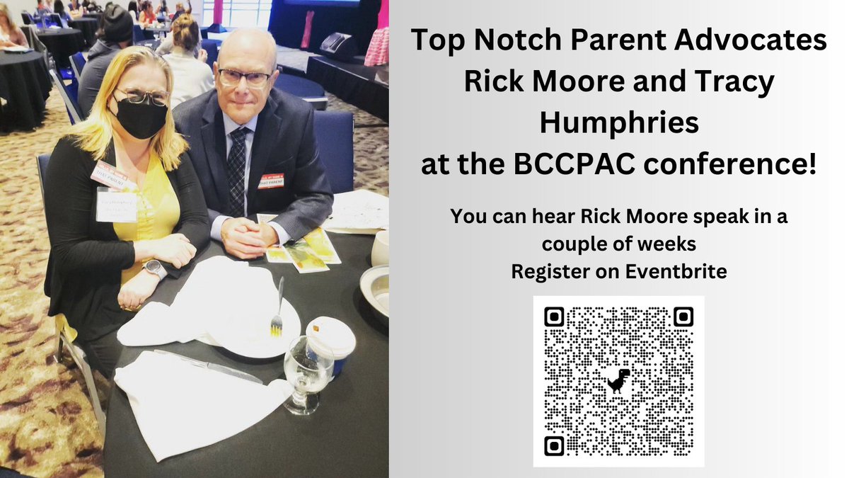 DyslexiaBC's tweet photo. Rick Moore was at the @BCCPAC conference!  Here he is with @TracyCareQ of @BCEdAccess. 2 of BC's best parent advocates!  Join us on-line onZoom 2 hear Ricks story in a couple of weeks.  Register on Eventbrite. #DyslexiaBC #ThatParent #BCCPAC #accessiblebc #bced  1/2 https://t.co/uHr2OFOl7n
