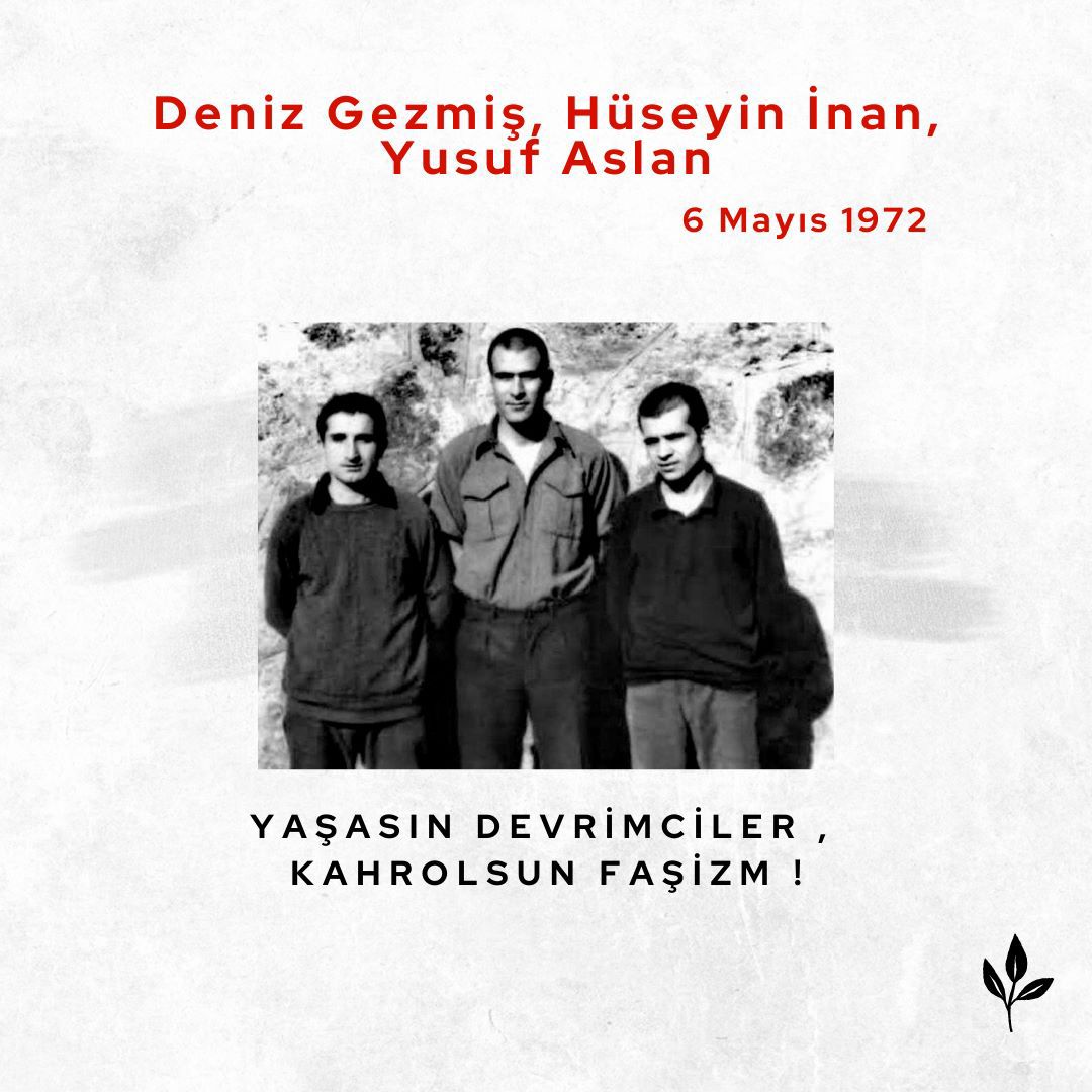 Delikanlım, sen ki, ya bir köşe başında Kaşından kan sızarak gebereceksin. Ya da bir devrimci gibi darağacında can vereceksin."  Üç yürek, üç can…  Saygı ve özlemle 🥀