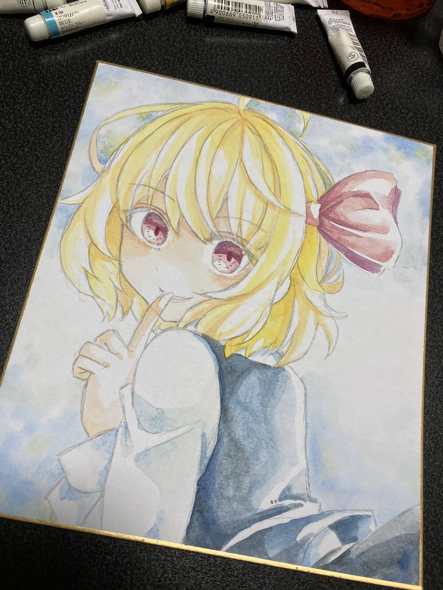 ルーミア(東方プロジェクト) 「それっぽくはなった色紙乾くのが早すぎて滲ませるの難しすぎる 」|桜谷のイラスト