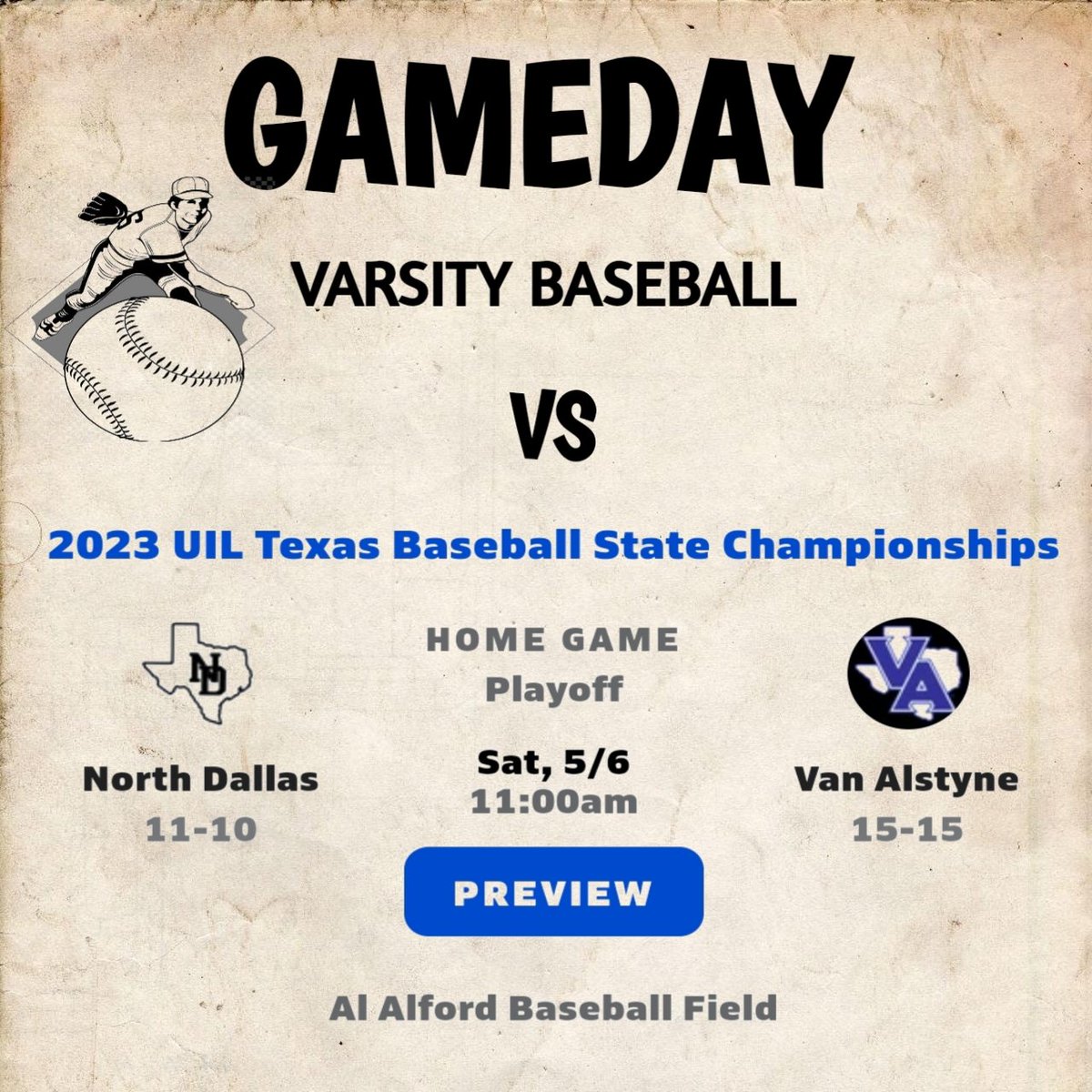 DallasSportstx's tweet photo. This game is a part of the 2023 UIL Texas Baseball State Championships  - 2023 Baseball 4A Region 2 &amp; 4  tournament
Watch Live  ⬇️
📺  https://t.co/Mvl25dApAa https://t.co/BqsZeMTz3Z