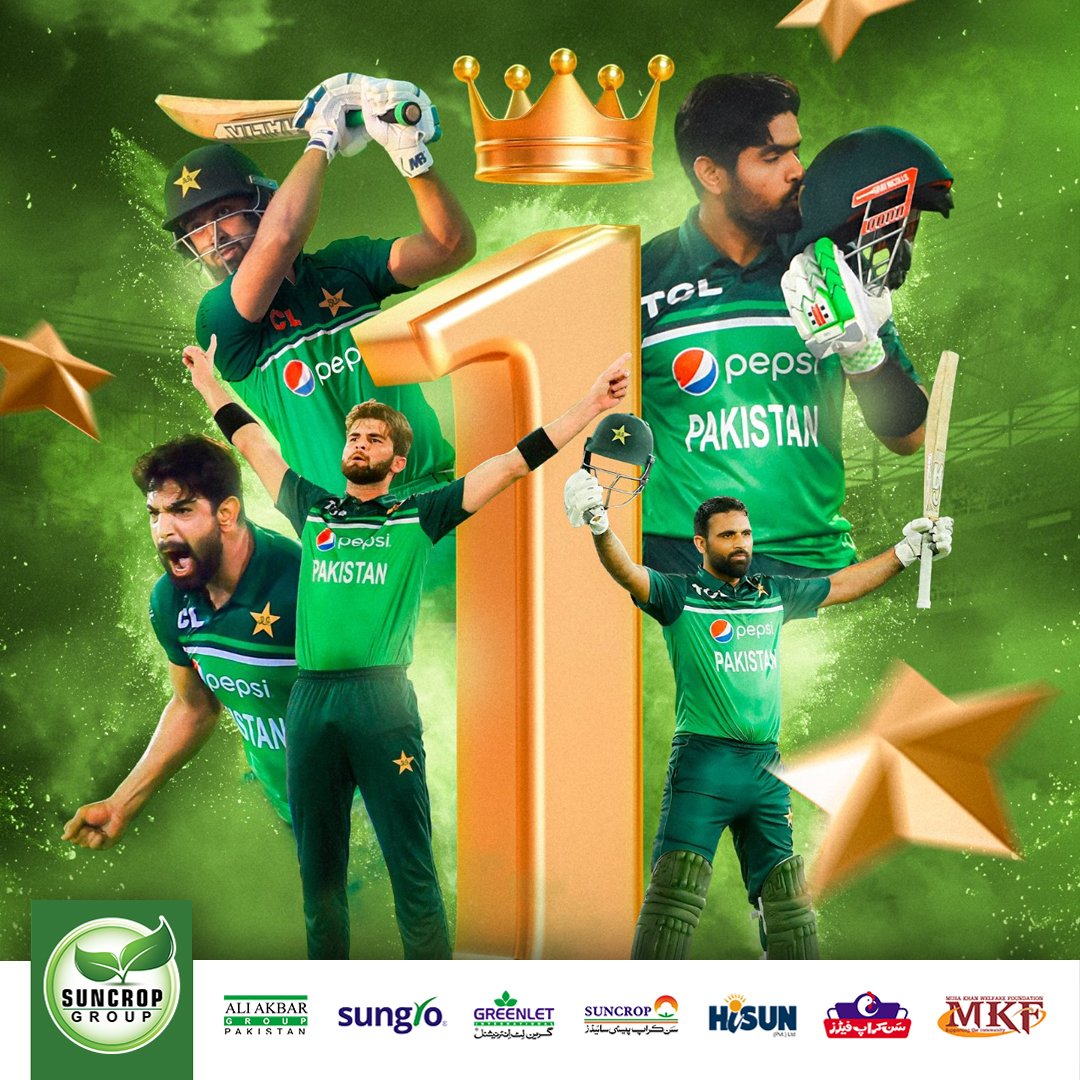 suncrop_group's tweet photo. THE NEW NUMBER ONE! 🏏
Congratulations Pakistan Cricket Team 🇵🇰
#No1 #iccodiranking #Pakistan #pakistancricket #no1oditeam #Babar #suncropgroup #cricketnews #CricketMubarak #ShaheenShahAfridi
https://t.co/LqqHfWfkBP https://t.co/Z8Kr6DVNe8