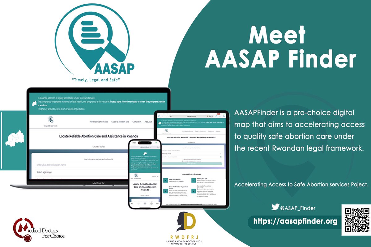 Big news!Developed in collaboration of @doctors_women & @MDFCRwanda we are proud to launch aasapgfinder.org, a digital platform that connects women with comprehensive safe abortion care in Rwanda by providing accurate information in accordance with Rwanda's legal framework