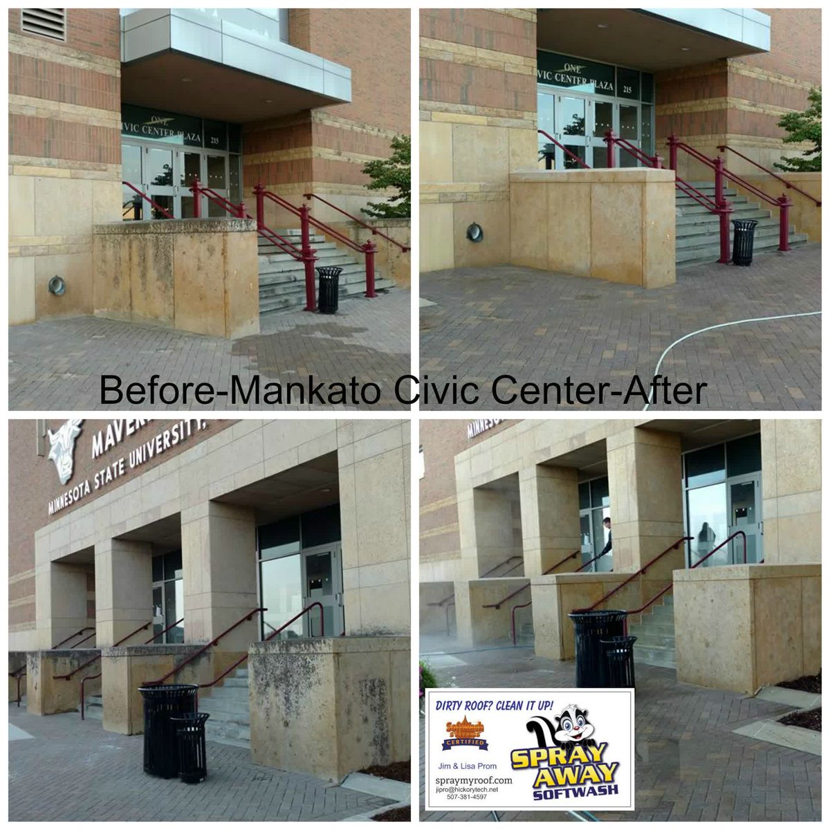 SprayAwaySW's tweet photo. Spray Away SoftWash is Mankato &amp; Surrounding area's Limestone Cleaning Specialists! We use Science over Pressure to ensure a safe, non-damaging clean that is actually CLEAN! Pressure washing should never be done, it can damage the stone, and even push dirt into pores 507-381-4597 https://t.co/g8wdjCy05k