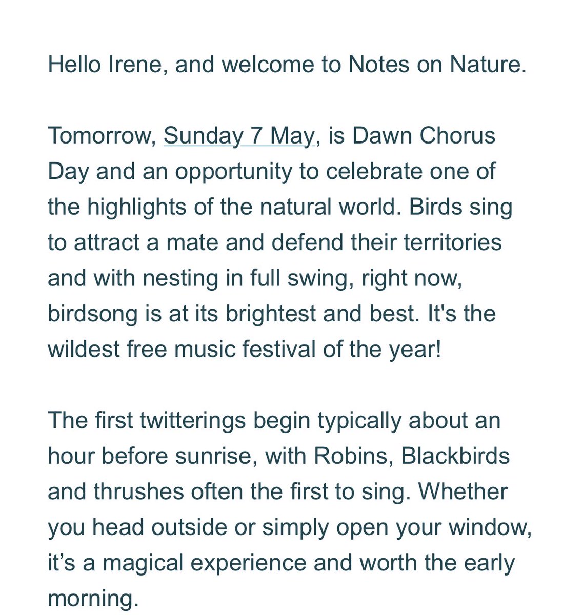 thearcofitsuki's tweet photo. Don’t miss the wondrous birdsong choir tomorrow. Thanks to RSPB for the reminder :) https://t.co/lWZTmQJ3eH