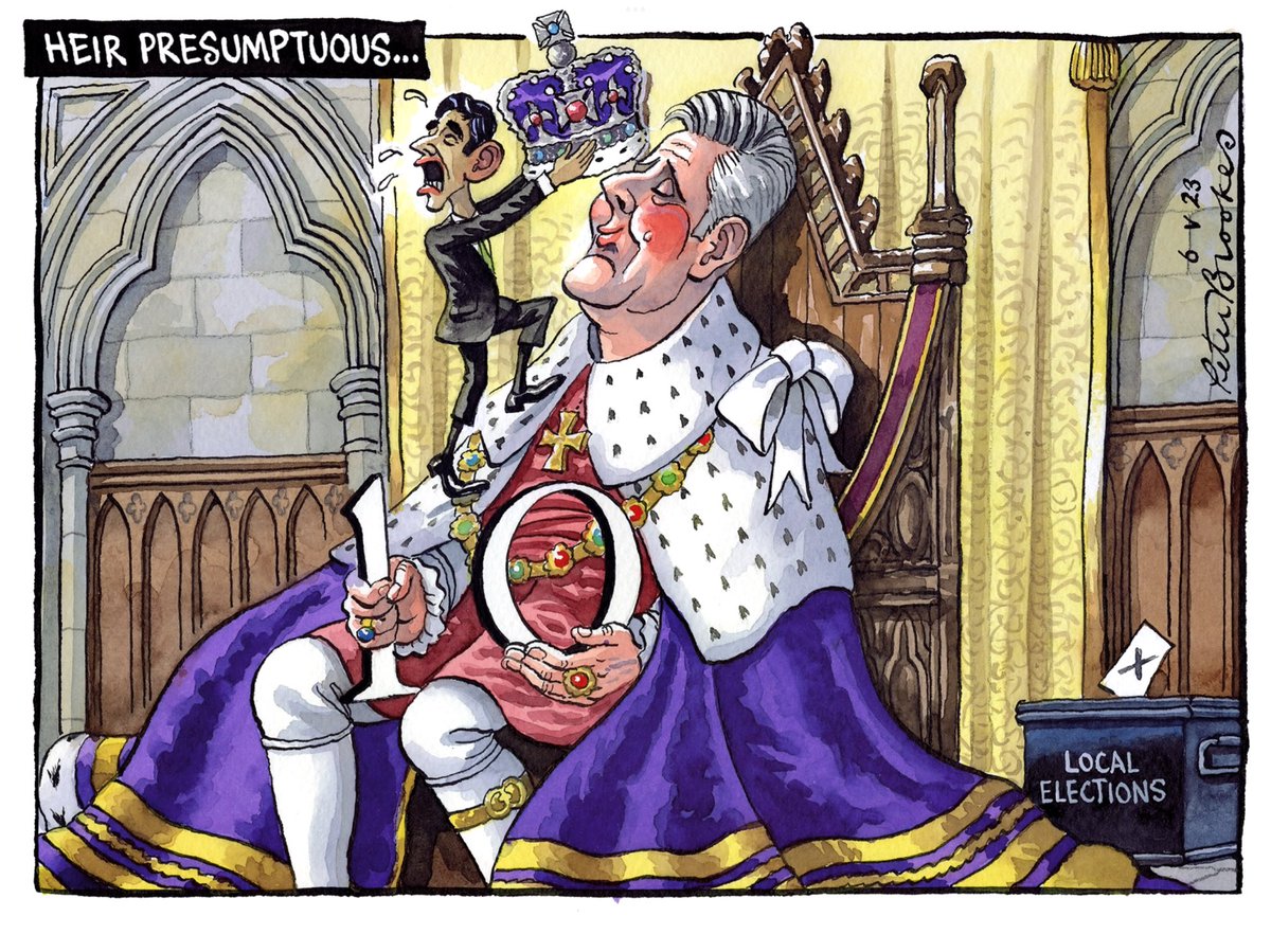 BrookesTimes's tweet photo. My cartoon Saturday @TheTimes on a day of jubilation (premature maybe)….#Coronation #LocalElection2023 https://t.co/InWZpo9P6T