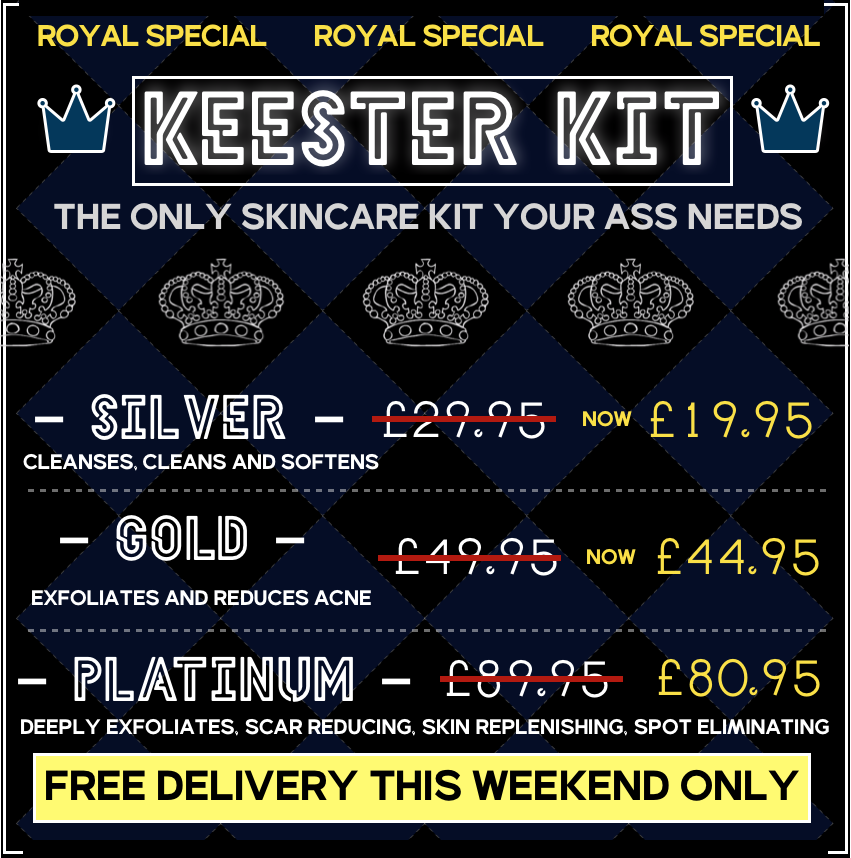 KeesterKit's tweet photo. Grab A Saving This Weekend Because Everyone Deserves Ass To Be Proud Of 🍑 #coronation #coronationday #king  #bankholiday #bankholidayweekend #weekend #deals #dealsdealsdeals #savings #freedelivery #moneyoff #skincare #skincareproducts #beautykit #veganskincare #veganuk #gay https://t.co/ZO3fLNK2Kz