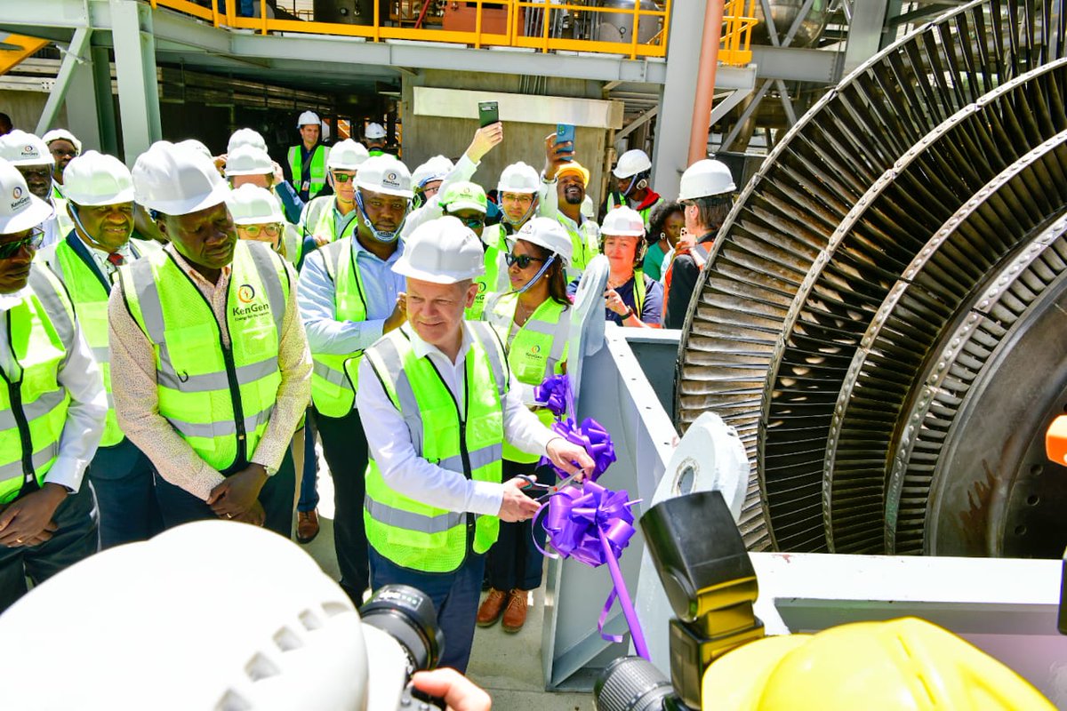KenGenKenya's tweet photo. Today, German Chancellor, Olaf Scholz, together with CS, @EnergyMinK have officially launched the uprating project of Olkaria I Additional Unit 4, 5, and Olkaria IV geothermal power plants which are best known as the iconic 280MW project.#GermanyInOlkaria #GreenEnergyKE ^TK https://t.co/kwSwV8QnXQ