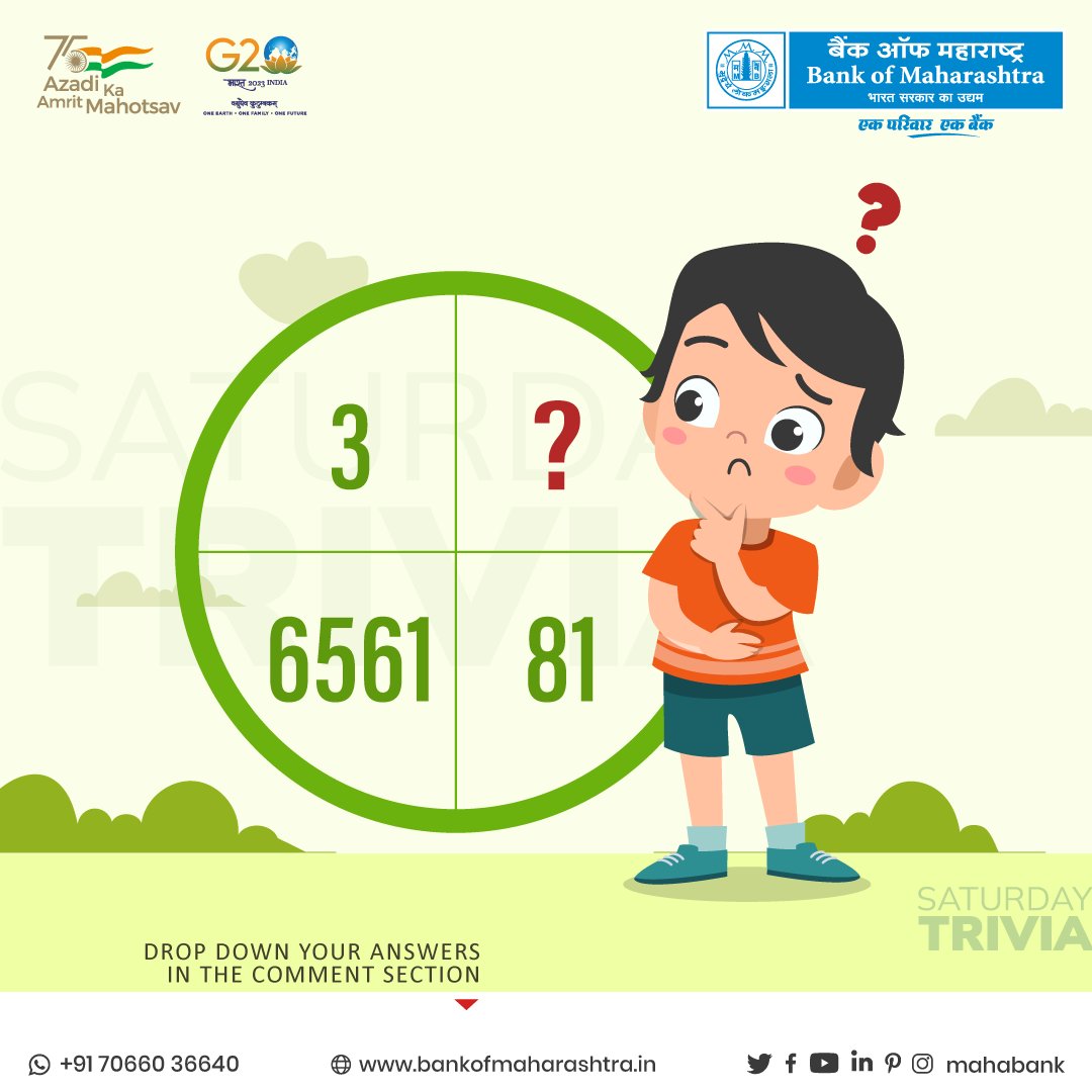 mahabank's tweet photo. Join us for a fun-filled weekend #Saturday #triviachallenge! Challenge your brain and test your math skills, by finding the missing number that completes the sequence.
#MissingNumber #MathPuzzles #BrainTeasers #FunWithNumbers #NumberSequence #MathSkills #ChallengeYourMind https://t.co/KnCHPbyvjz
