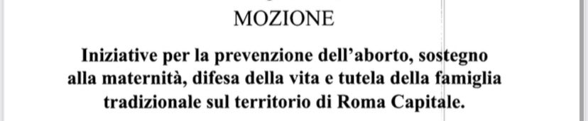 A Roma, in VI municipio i capigruppo dei partiti della destra hanno depositato una mozione lesiva dei diritti conquistati dalle donne.
Ovviamente a sottoscriverla sono tutti uomini. 
Una vera vergogna. 
Mi aspetto che i rispettivi partiti intervengano.