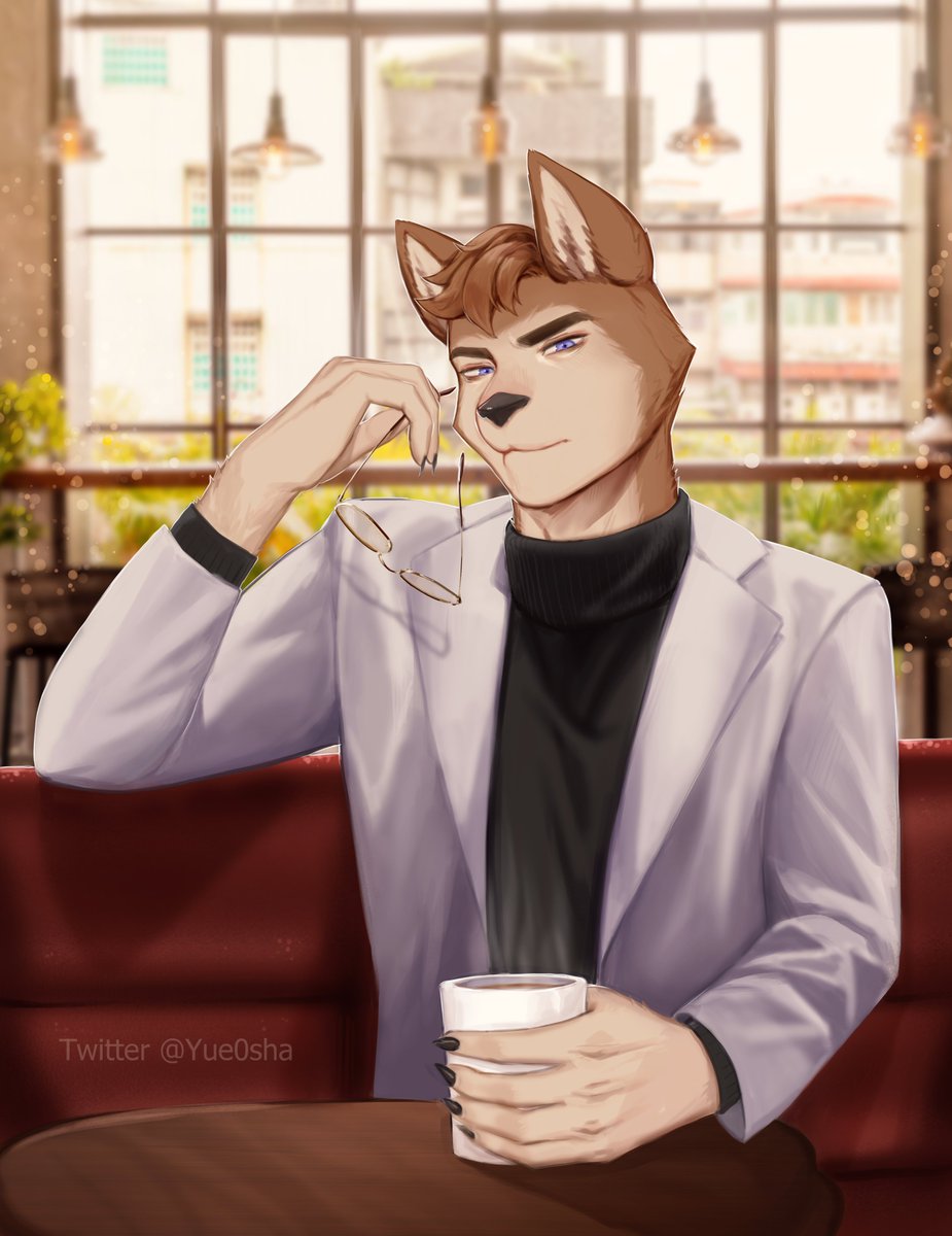 yue0sha's tweet photo. Commission for Anonymous :D

#furryart #digitalart #cafe https://t.co/4UKZLlH38T