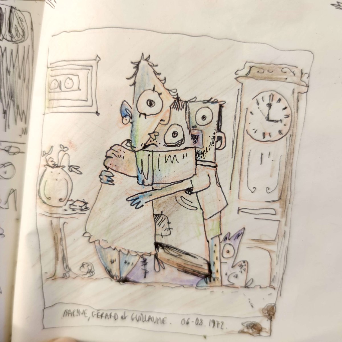 AdrienCommunier's tweet photo. The random scribbles in question, and a color research for the scene https://t.co/4hJiEWCx4W