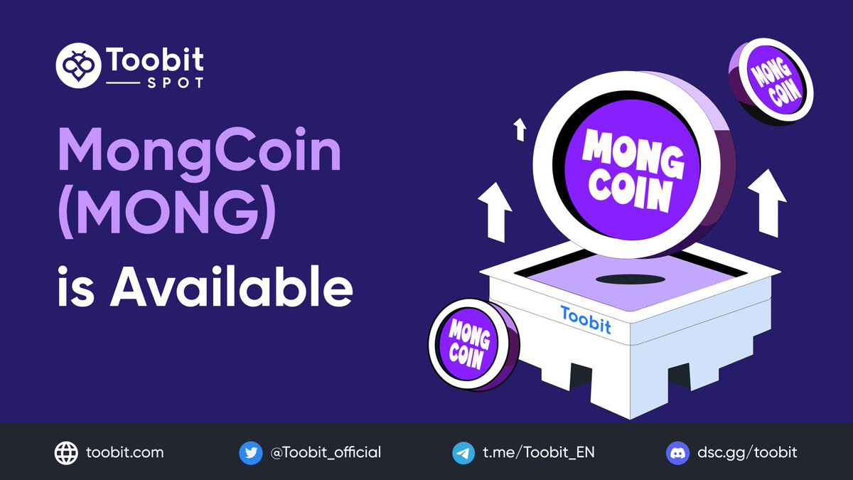 Toobit_official's tweet photo. 📈 $MONG is now open for #trading on #Toobit spot market!

Trade here: ⬇️
https://t.co/mAMjkuYFIL

More details: ⬇️
https://t.co/a9IIeaER05

#MongCoin #MONG @mong_coin #cryptotrading #cryptomarket #cryptotwitter #cryptocommunity #crypto #newlisting https://t.co/ZTlkLC1gjU