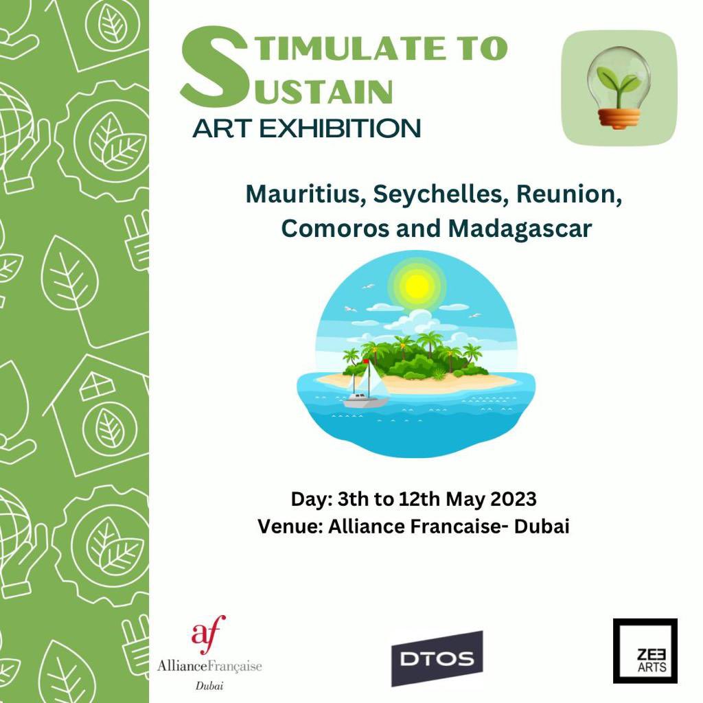 DrDenaAssaf's tweet photo. Powerful art exhibit @AFDubai thru May 12 on #ClimateChange &amp; #Sustainability impacting island states #Mauritius #Seychelles #Reunion #Comoros #Madagascar - the voices of artists bring awareness to #SDGs &amp; urgency for #ClimateActionNow @UN_UAE @UN_SDG @thezeearts https://t.co/IINbIqMWW1