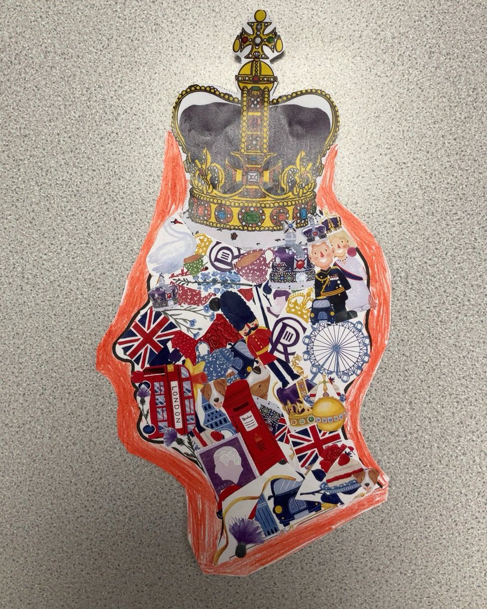 islwynsrb's tweet photo. We studied the family tree of the new King and placed the birthdays on a monthly calendar in Sirhowy. We also created collages of all things British on a silhouette of the king and most enjoyed playing ‘The Last Throne’ at the Tea Party. #themedlearning #Coronation https://t.co/nmEloJ4XLx