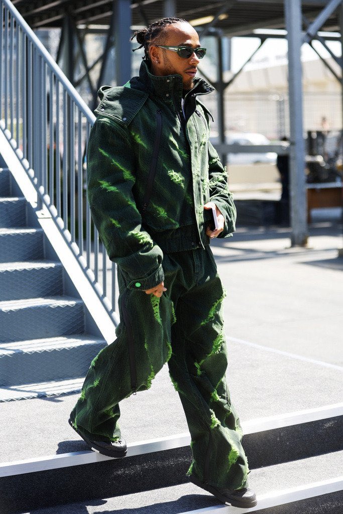 jacquemusx's tweet photo. Lewis Hamilton is wearing the hell out of this new Louis Vuitton collection and I can’t help but be jealous https://t.co/cCJc9iLUfU