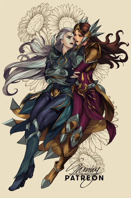 Rise with me, She whispers,  I will calm you with caresses  And let the world wait for the Sun.   Rise with me, She cries,  I will warm you with my passion  And let the world be Moonless tonight.    LeoDia from feb set! will be available on gumroad soon  #ArtofLegends