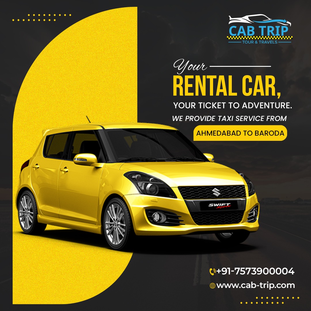 𝗬𝗼𝘂𝗿 𝗥𝗲𝗻𝘁𝗮𝗹 𝗖𝗮𝗿
Cab trip, your Rental Car, your ticket to adventure. we provide taxi service from Ahmedabad to Baroda.

☎Call: +91-7573900004
🌎Visit: cab-trip.com

#Cab_Booking #Cab_trip #Cab_Services #Taxi_Services #Cab_trip_Travels #Car_Rental #Round