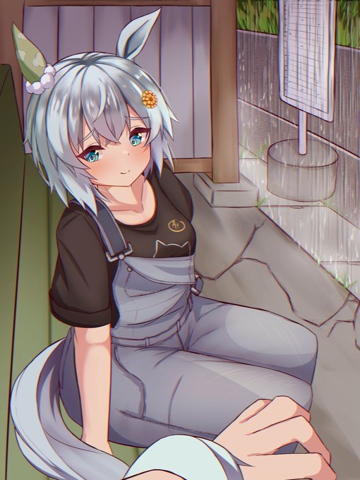 「雨、止みませんね…」 そう言ってスカイが尻尾を手に絡ませてきた  #ウマ娘