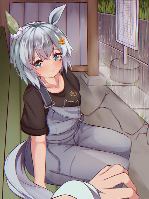 「雨、止みませんね…」 そう言ってスカイが尻尾を手に絡ませてきた  #ウマ娘