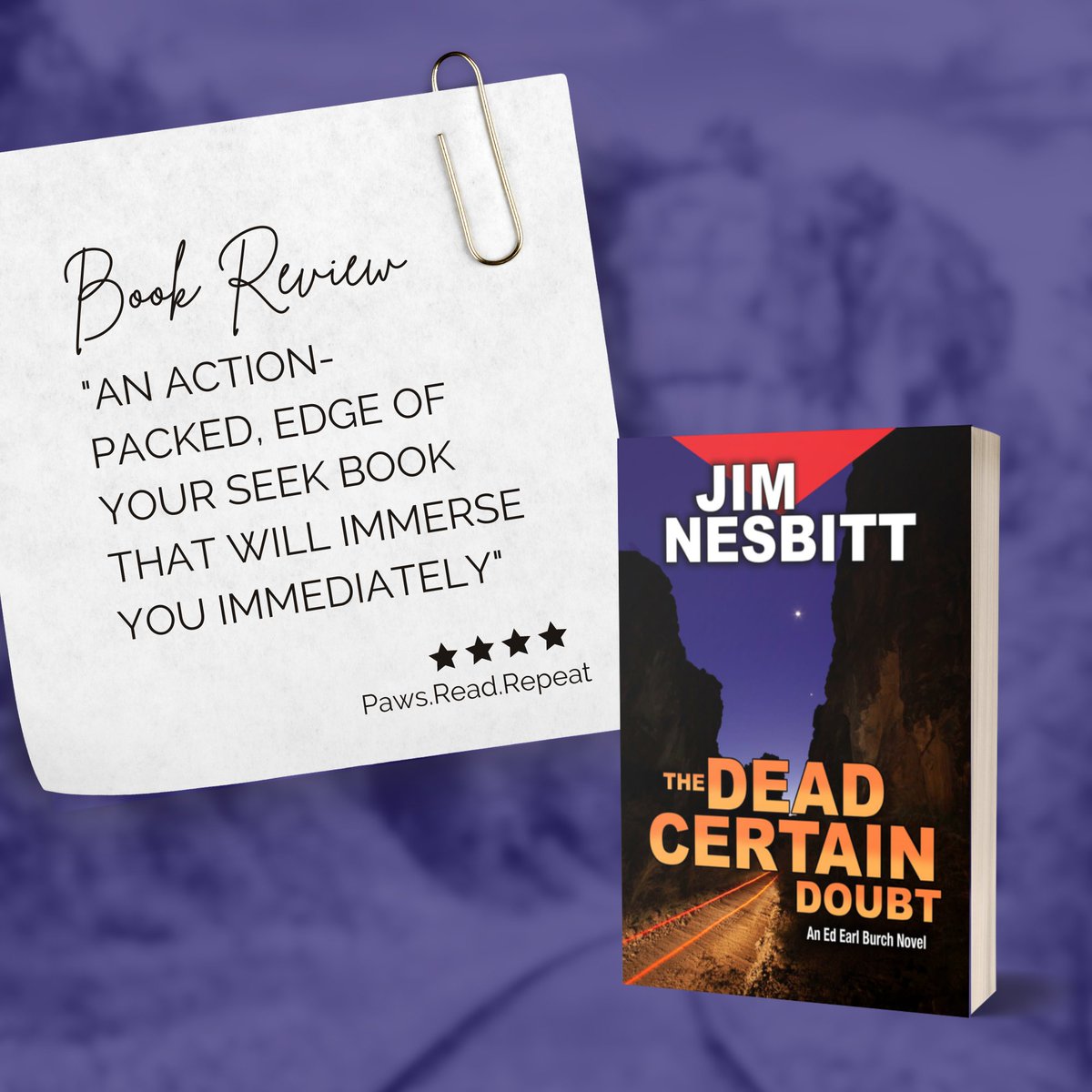partnersincr1me's tweet photo. If you'd like "an action-packed, edge of your seek book that will immerse you immediately" don't miss The Dead Certain Doubt: An Ed Earl Burch Novel from Jim Nesbitt!
https://t.co/WV0Ov6dLUo
#PawsReadRepeat #JimNesbitt https://t.co/8DwzrNu73P