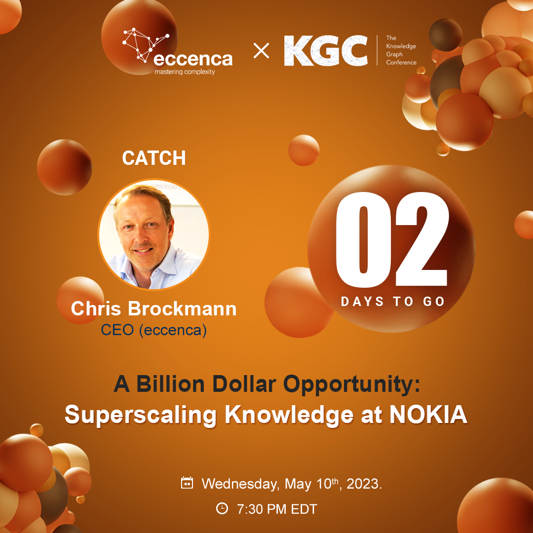 Only #2daystogo until the highly anticipated #KGConference at #CornellTechCampus in #NewYorkCity from May 8-12, 2023! Hear Chris Brockmann, CEO of #eccenca, speak on Superscaling Knowledge at NOKIA. Register now! #learning #techconference #automation #knowledge.