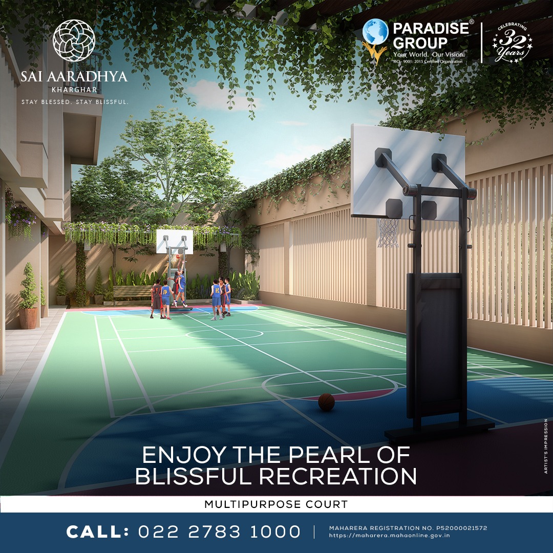 paradisegroupnm's tweet photo. Gear up to play and win at the grand multipurpose court at Sai Aaradhya, Kharghar.

#ParadiseGroup #SaiAaradhya #RealEstate #Apartment #MultipurposeCourt #Amenities #Kharghar #Navi Mumbai  #Mumbai #Homes #Luxury #Lifestyle #LuxuryHomes https://t.co/9YZ1nVJahv