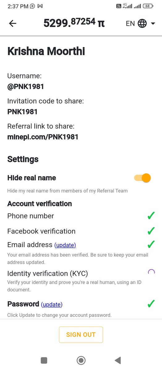 Krishna50700417's tweet photo. @Pi_Worldwide_Cr Long time pending please verifying. My KYC. https://t.co/OyW5uvbSOS