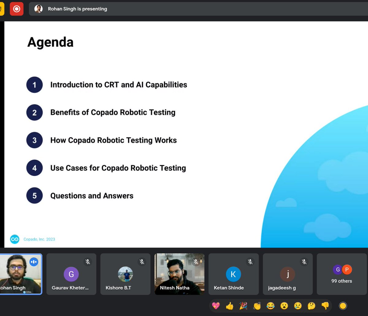 me_shrutisingh's tweet photo. Amazing insights at first-ever Copado online event... got to know some cool stuff about Copado Robotic Testing today

Looking forward to more such amazing sessions 

#Copado #CopadoUserGroups #CopadoJAI #CopadoBLR #CopadoCommunity #Salesforce https://t.co/Bt4IFsCkvz