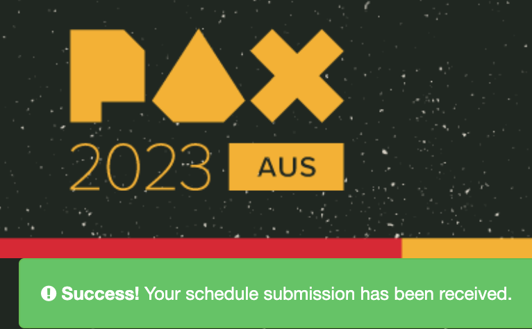I submitted a version of our "Building a Twitch Community" Panel to present at <a href="/PAXAus/">PAX Australia</a> !!!

Fingers crossed! The panel at Dreamhack went amazingly and this will go a step further on the topic! YAY! :)