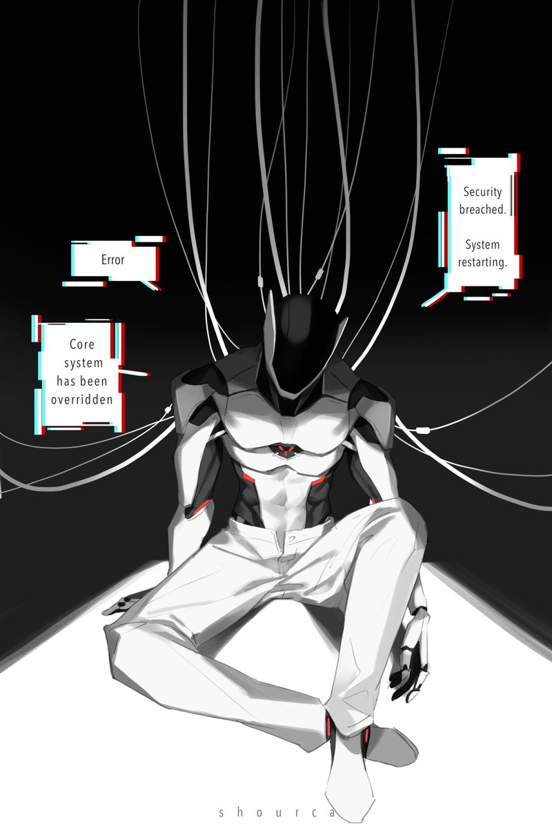(นายด์ไฟดับ(?) วาดนายด์ตอนที่โดนแฮ็กจนระบบพังค่ะ สุดท้ายก็โดนขังลืมในห้องเก็บของเพราะใช้งานไม่ได้ละ 😂)