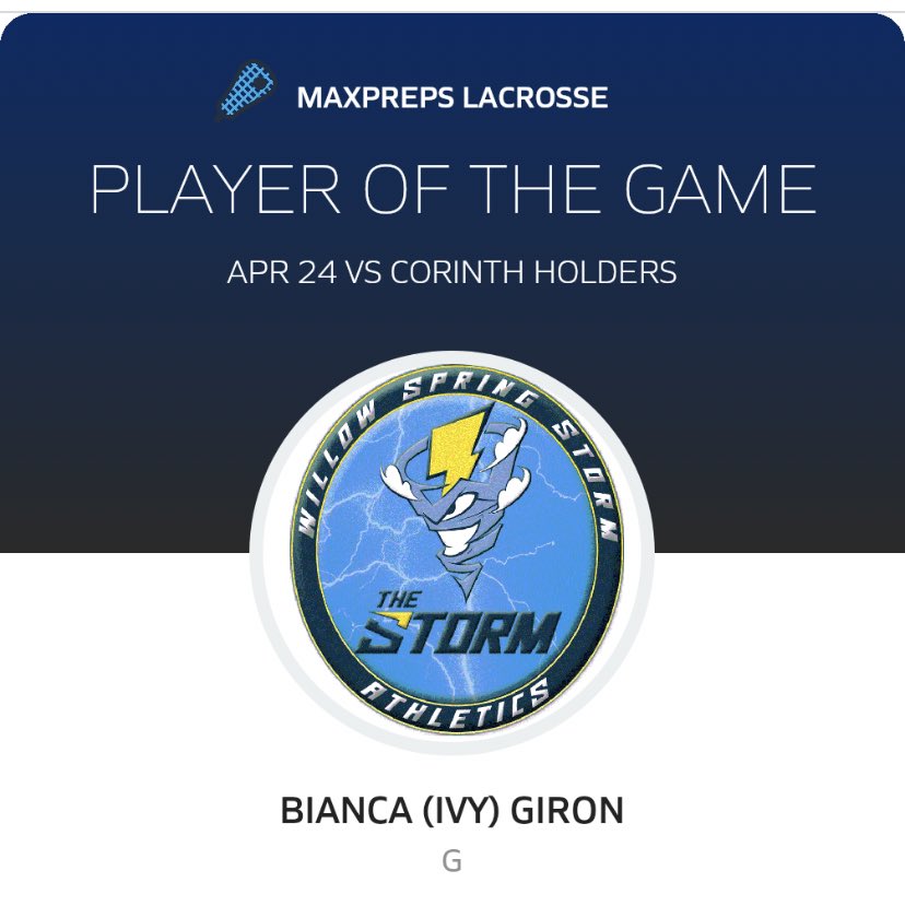 So incredibly thankful for being welcomed into the storm lax family this year being a brand new goalie !! Can’t wait for what the next season may bring.