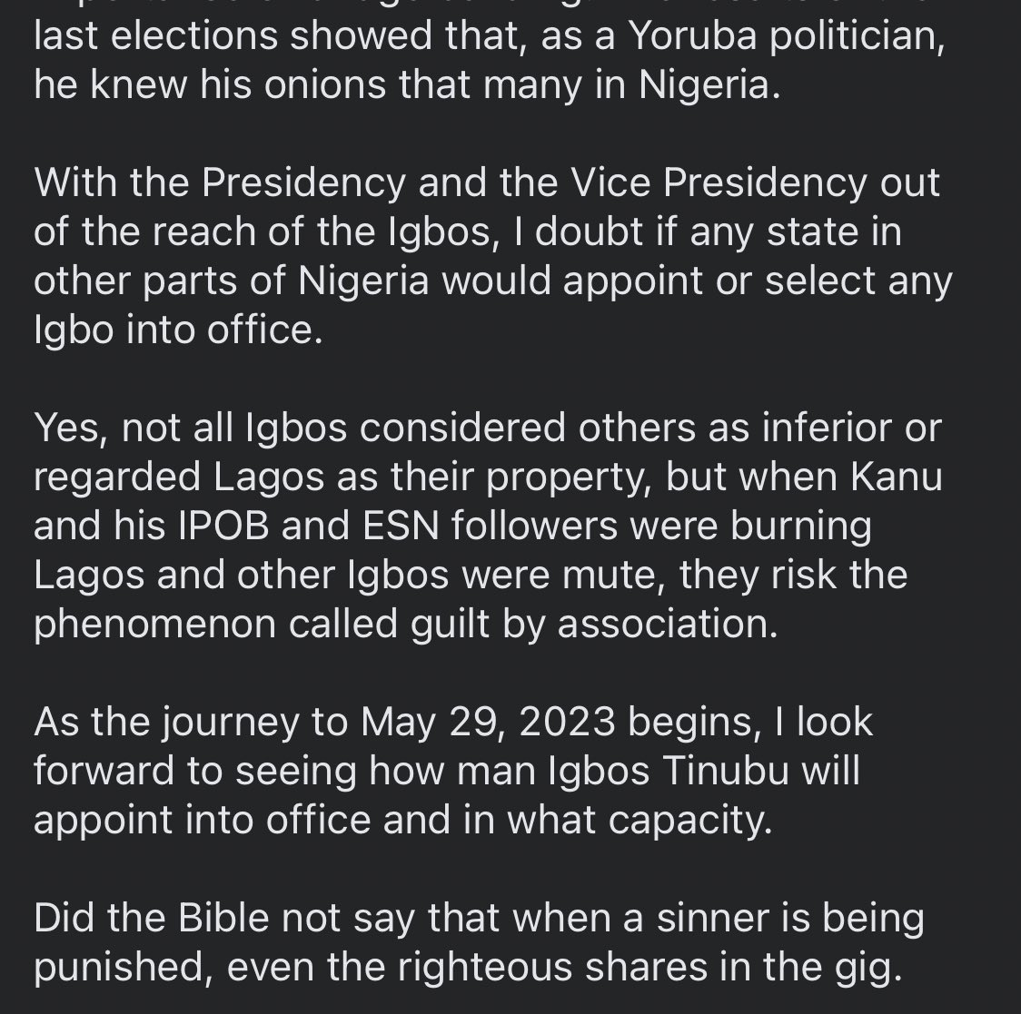 AfamDeluxo's tweet photo. Someone directed my attention to Dr. Bukola Oyeniyi's post on Facebook about Ndiigbo &amp; the 2023 Presidential elections.  

Dr. Oyeniyi @OyeniyiBukolaA2 is an associate Prof in the history department at Missouri State University @MissouriState. Read his bigoted lies below. https://t.co/Tib6gJJdql