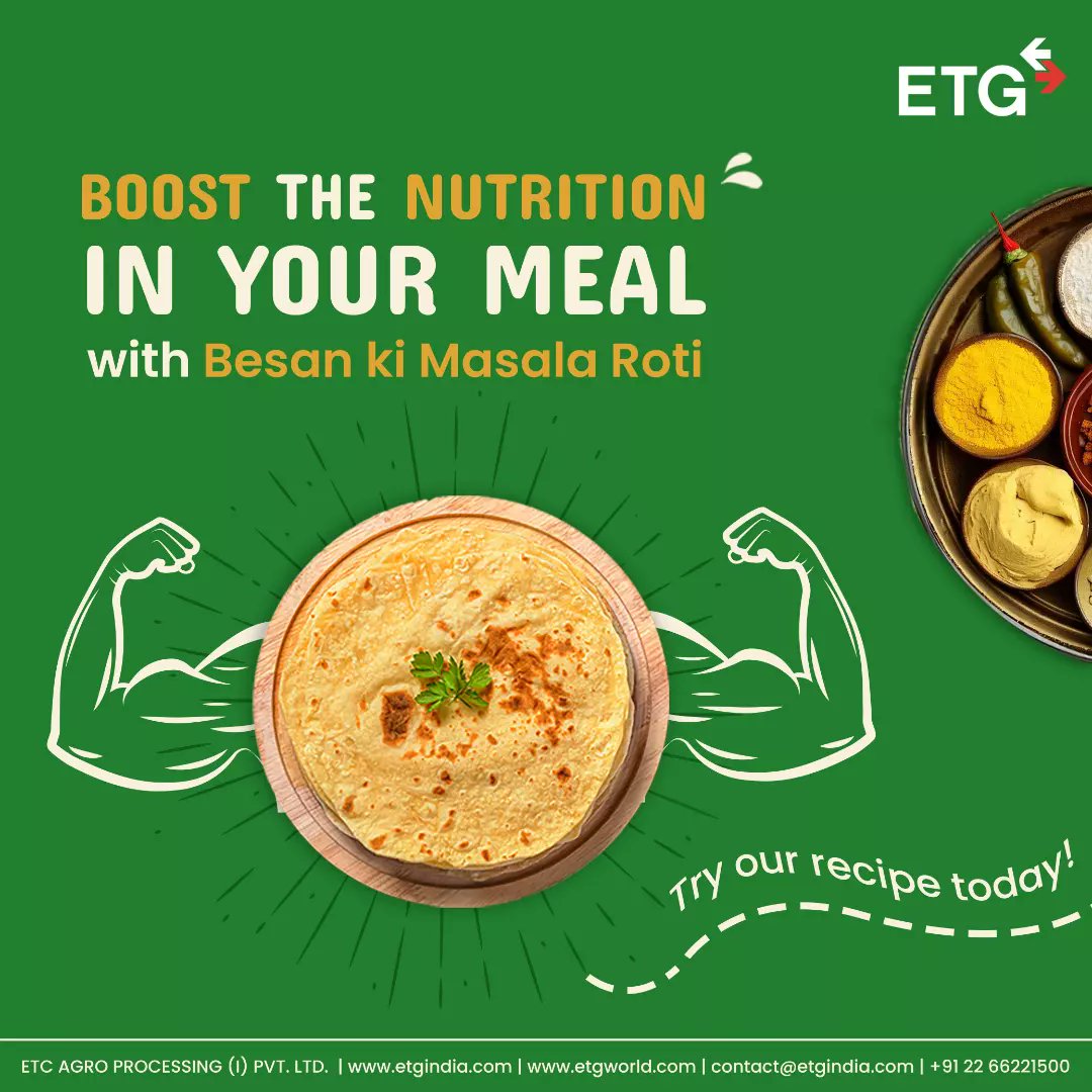 ETGAgroIndia's tweet photo. Craving something flavourful and nutritious? Our Besan ki Masala Roti recipe has got you covered! With protein-packed besan and a variety of aromatic spices, this recipe is sure to become a go-to in your kitchen.
#HealthyRecipes #BesanKiMasalaRoti #ETG #ETGIndia #PulsesProcessing https://t.co/0FCJHwVnoE