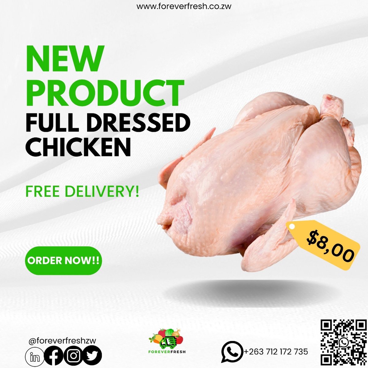 ForeverFreshZW's tweet photo. 🚨Bulawayo!🚨

The goal is to make the city FRESher one product at a time! Get touch with us. Allow us to bring fresh fully dressed chickens right to your door step for FREe!🟡🟢

#fresh #freshness #freedelivery #foreverfreshzw #chicken #produce #instagood #trending https://t.co/gfm82XTAYy