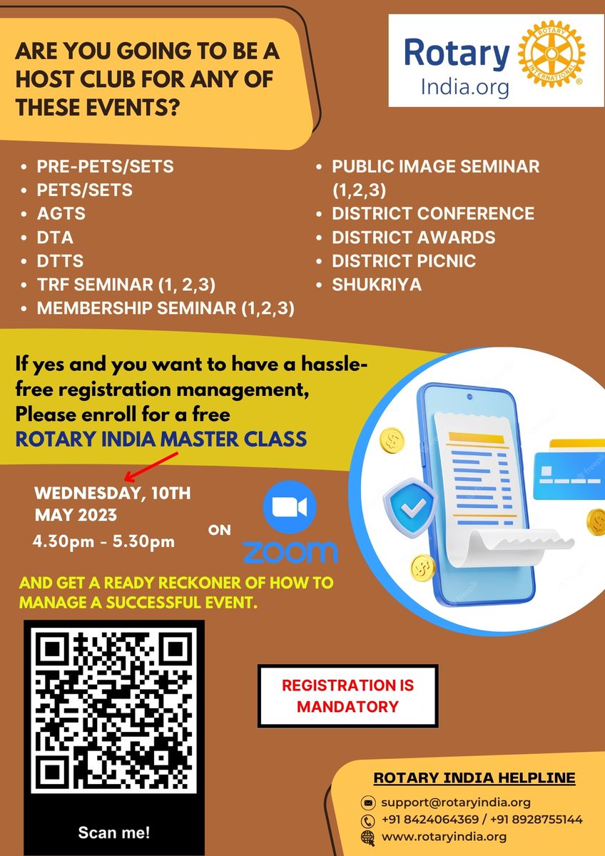 rizones4567's tweet photo. Dear Rotarians,

Please register for Rotary India Master Class.
Topic:- How to collect online Payments and Donations for various Club and District Events.
https://t.co/Md1S4mw9ay… https://t.co/eRj7jiBJNQ