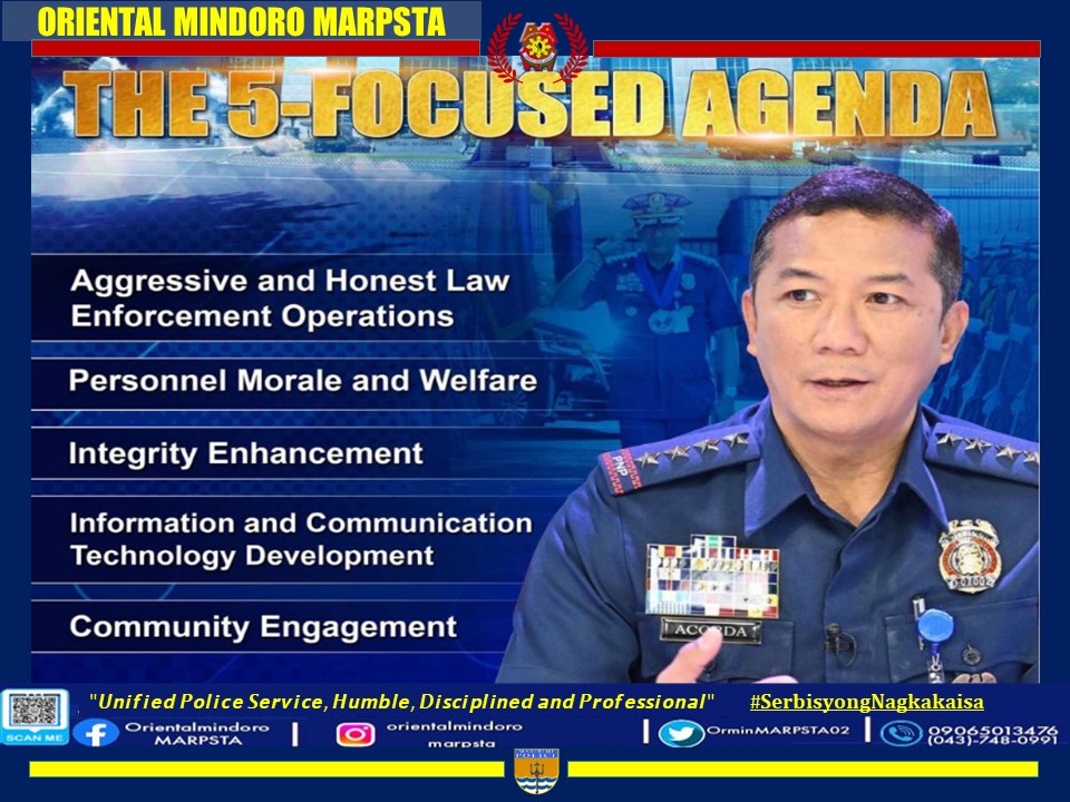 OrminMARPSTA02's tweet image. THE 5-FOCUSED AGENDA OF CPNP
#SerbisyongNagkakaisa
#HumbleServant
#WeServeAndProtect
#PNPKakampiNyo