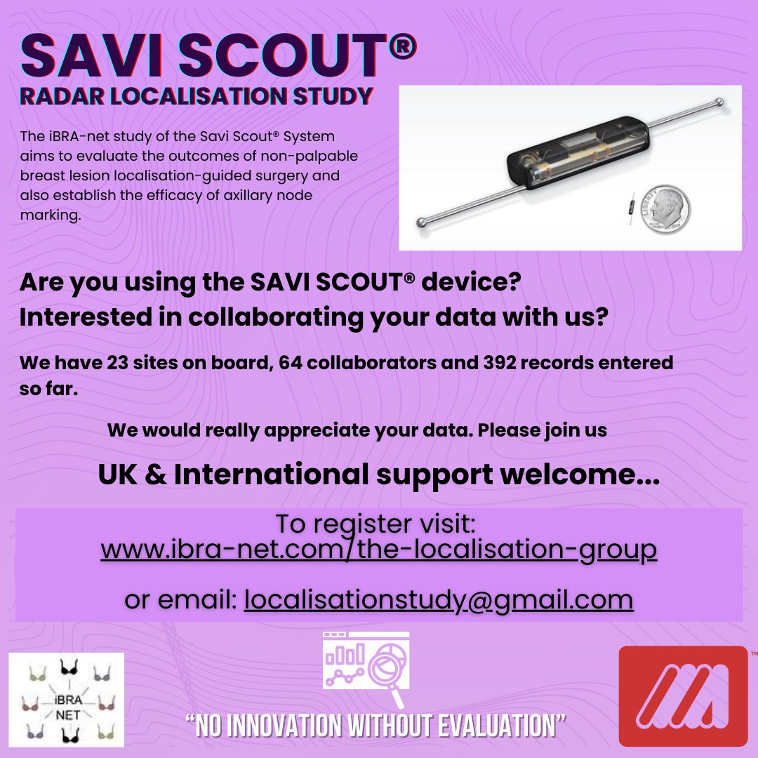weare_iBRANET's tweet photo. Are you using the SAVI SCOUT localisation device? Interested in being a collaborator and sharing your data?
Please register to join our study:
https://t.co/sRDxuDRyPk
#localisation #breastcancer #breastsurgery #saviscout https://t.co/VqKXZ8xMfW