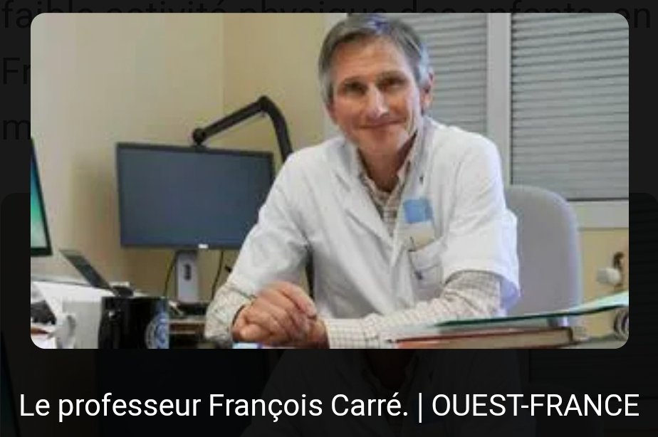SPORT &amp; SANTÉ 

"Aujourd'hui nos collégiens de 15 ans préparent leur infarctus à 30 ans "
Docteur François CARRÉ médecin du sport et cardiologue

A lire ⤵️
ouest-france.fr/sport/entretie…