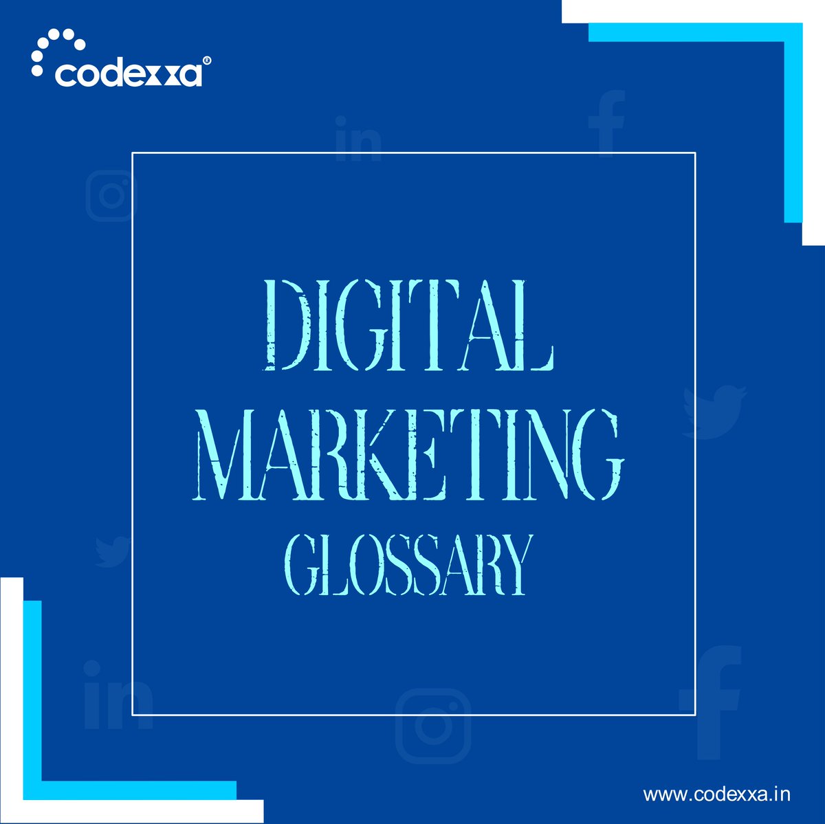 CodexxaIndia's tweet photo. Avoid using technical terms related to digital marketing. Let Codexxa explain the jargon to you in simple words.
https://t.co/XU5YrOY6nF
#codexxa #it #codexxaindia #digitalmarketing #glossaryterms #digitalterms #digital
#technicaljargons #seo #marketingagency https://t.co/MPJzLrISOS