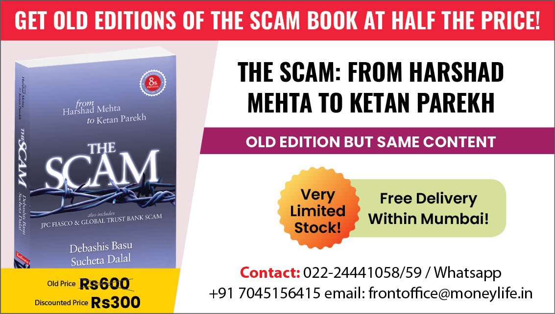 MoneylifeIndia's tweet photo. Calling all book lovers in Mumbai! Old editions of The Scam book by @suchetadalal and @Moneylifers are available at a 50% discount!
Limited copies and free delivery only in Mumbai!
@yogtoday #thescam #scam92 https://t.co/YQaQ7XtXDF