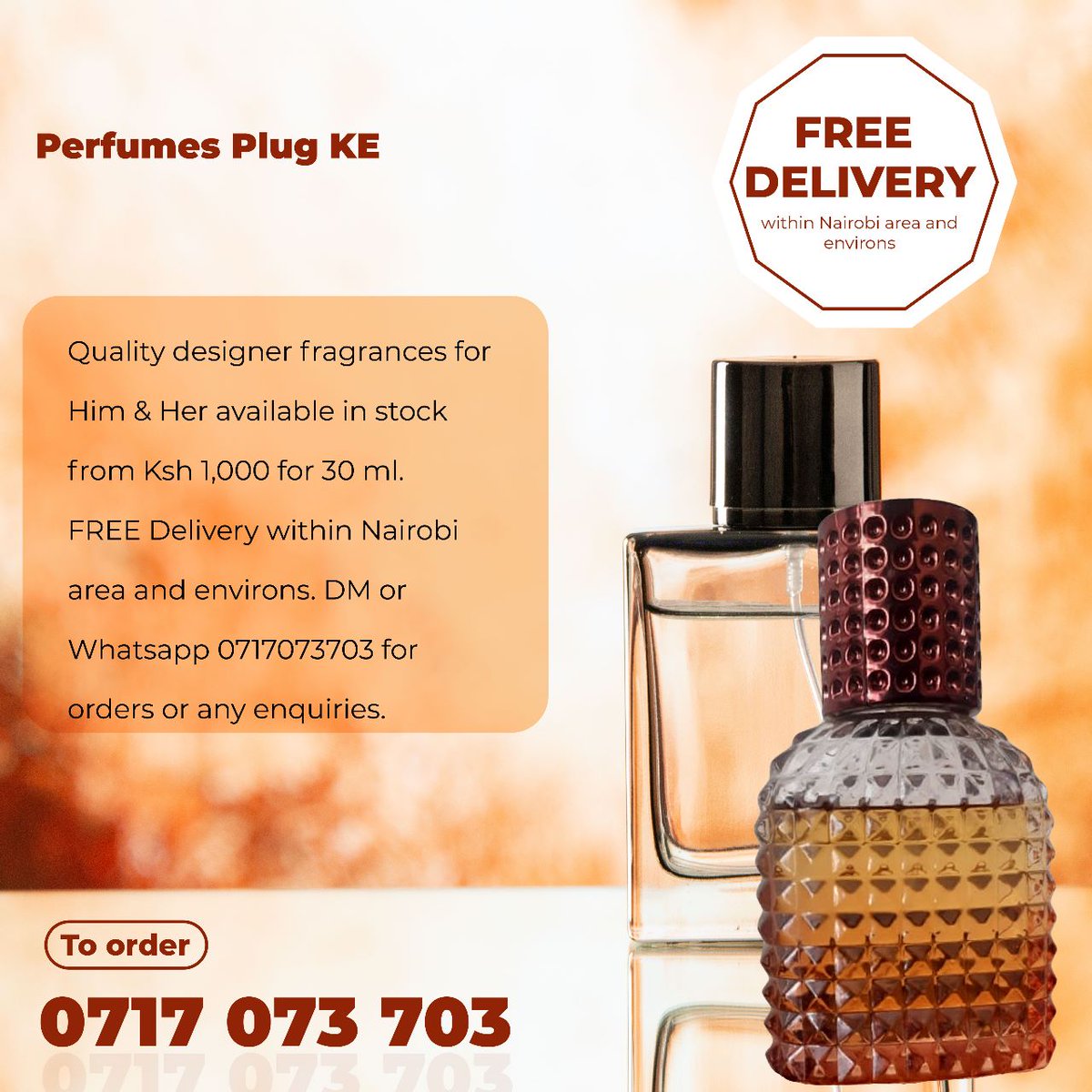 _CrazyNairobian's tweet photo. Want to smell nice? Give @perfumesplug all your monies.

They have Quality Designer fragrance for both men and women and they also do Free Delivery within Nairobi.

WhatsApp 0717073703 to place your Order or DM them. https://t.co/7tuM6OoLko