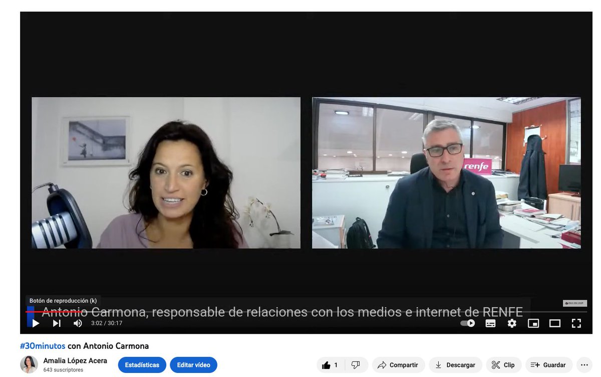 🚅🚅 ¿Sabías que en España circulan cada día 5.000 trenes?

✅<a href="/Acarmonaarevalo/">Antonio Carmona</a> de #comunicación de <a href="/Renfe/">Renfe</a> nos lo cuenta en #30minutos aquí ⬇️

YouTube bit.ly/42tEPd9
Twitch bit.ly/415Yz5F
Ivoox bit.ly/3HJcgRg
Spotify spoti.fi/3NIYqlO