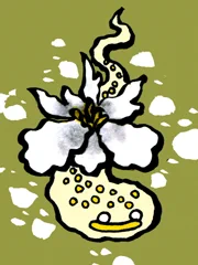 きょうの妖怪 #和漢百魅缶 通算7418体目【変わった木蘭】へんなかたちの花が咲いたりするのは凶。